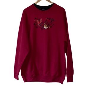 Vintage Cottage Cardinal Faux Layer Crewneck Sweatshirt